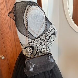 Express black sequined mini handbag